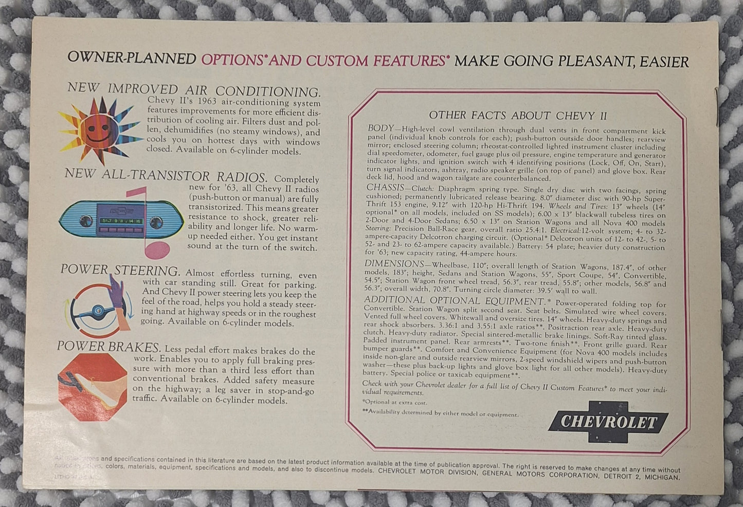 vintage 1963 Chevrolet Chevy II and Nova sales brochure